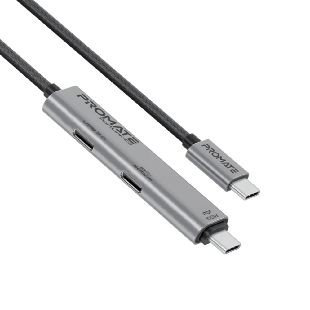 Promate PortLink-C3 100W Power Delivery Dual USB-C Port Data and Charge Cable Promate PortLink-C3 100W Power Delivery Dual USB-C Port Data and Charge Cable